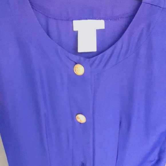 Vintage scoop neck dress with gold buttons down the front, long-sleeve - Picture 4 of 6